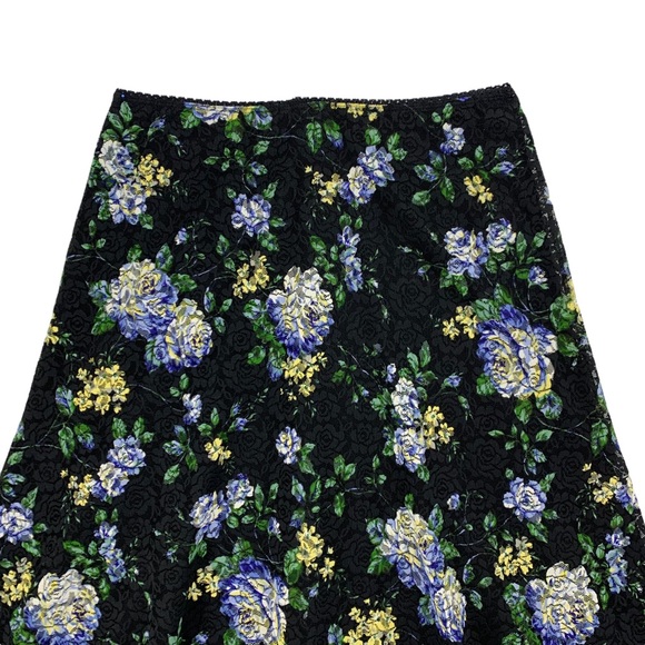 Vintage Black Floral Stretch Lace Midi Length Skirt by Tailor B.Moss USA - Picture 8 of 16